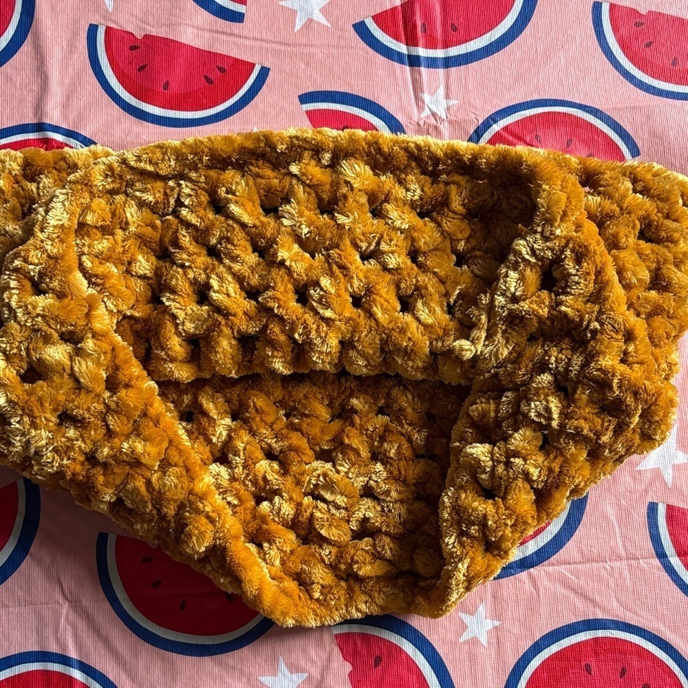 Mustard Yellow one loop crocheted infinity scarf - 16”x12” (32” around)​​​​ - Picture 3 of 3